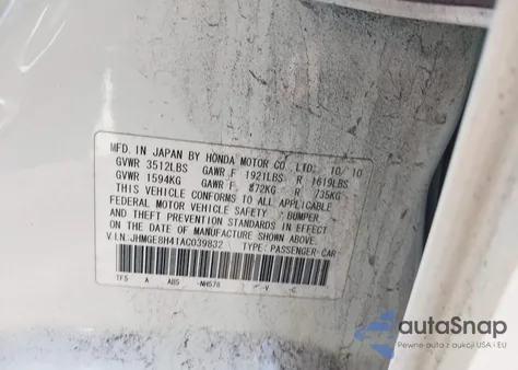2010 Honda Fit Sport from USA, damaged, VIN JHMGE8H41AC039832